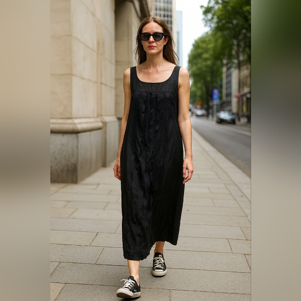 MAX MARA LINEN & SILK MIDI/MAXI STRAPLESS DRESS.14